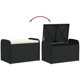 vidaXL Sitzbank mit Stauraum & Kissen Schwarz 80x51x52 cm Poly Rattan