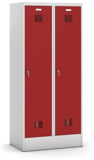 Metallspind mit Zwischenwand, rote Tür, Zylinderschloss, zerlegt