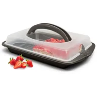 Hausfelder Kuchentransportbox Tortentransportbox eckig, Kuchenbehälter mit Deckel (Blechkuchen), Kunststoff, (Set, 1-tlg., 1 Box), Transportboxen mit Deckel, spülmaschinenfest, BPA-frei