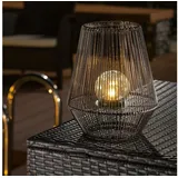 esotec Solarleuchte Polyrattan 30 cm inkl. LED Bruchglaskugel schwarz