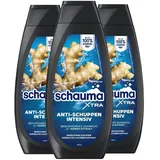 Schauma XTRA Anti-Schuppen Shampoo Intensiv (3x 400 ml), Haarshampoo bekämpft starke Schuppen ab der ersten Anwendung, Shampoo hilft bei juckender Kopfhaut