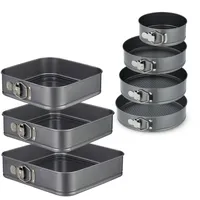 Relaxdays Springform Set 7-teilig, rund & quadratisch, 18-28 cm,