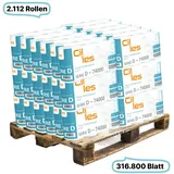 Toilettenpapierrollen, 4-lagig, 2112 Rollen, 316.800 Blatt gesamt, 150 Blatt je Rolle, 100% Zellstoff, CIL- les Tissue, Series D