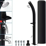 TolleTour Solardusche 20-60 Liter - bis 60°C – mit schwenkbarem Duschkopf, Fußdusche & Gartenschlauch - Schwarz