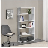 [en.casa]® [en.casa] Bücherregal Aneby 159x80x24cm mit 5 Ablageflächen Weiß / Betonoptik