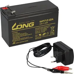 AGM BLEI AKKU BATTERIE 12V 7,2Ah + LADEGERÄT