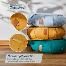 #DoYourYoga Yoga-Kissen »Ganesh« mit Bio-Buchweizenschalen | Halbmond 45 x 30 x 14 cm | indischgelb