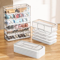 LOTOAK Schuhboxen, Schuhkarton mit Deckel Kunststoff, Schuhaufbewahrung Transparente Sneaker Box for Schrank Schuhaufbewahrung Platzsparend (Color : 2, Size : M)