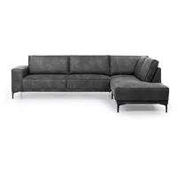 Ecksofa OTTO HOME "Polsterecke Oland, Struktur, Flachgewebe, Luxus-Microfaser, Boucle", grau (anthrazit), B:289cm H:85cm T:210cm, Struktur weich (100% Polyester);Luxus-Microfaser (100% Polyester);Webstoff (100% Polyester), Sofas, Ecksofa, L-Form, 289 cm, Wellenunterfederung, Skandi-Design, Metallfüße