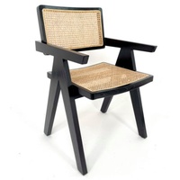 Van der Leeden Rattanstuhl Schwarz (1 St), Stuhl, Handarbeit, Korbstuhl, Design schwarz