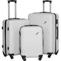 Xonic Design Reisekoffer - Hartschalen-Koffer mit 360° Leichtlauf-Rollen - hochwertiger Trolley mit Zahlenschloss in M-L-XL oder Set (Weiss, Set)