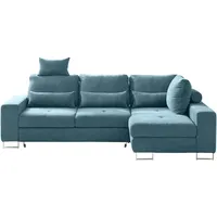 Hom`in Ecksofa, Türkis, Metall, 4-Sitzer, Füllung: Schaumstoff, Ottomane rechts, 260x188 cm, Stoffauswahl, seitenverkehrt erhältlich, Schlafen auf Sitzhöhe, Wohnzimmer, Sofas & Couches, Wohnlandschaften, Ecksofas mit Schlaffunktion