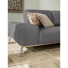 W.Schillig Ecksofa "run, Designsofa mit tollem Sitzkomfort, bequem, L-Form", grau (grau w82), B:319cm H:88cm T:178cm, Longlife Xtra-Leder Z73: Naturwalkleder der Luxusklasse aus den erlesensten Rohhäuten.
