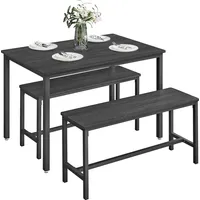 VASAGLE Esstisch mit 2 Bänken, 3er Set aschschwarz-tintenschwarz
