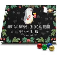 Mr. & Mrs. Panda Schoko Adventskalender Pinguin Pommes - Schwarz - Geschenk, Mitbringsel, Hochzeitstag, Schokoladen Adventskalender, Freund, Ehefra... - Schwarz