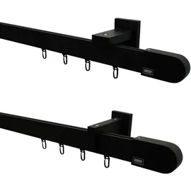 Schöner Wohnen Gardinenstangen-Endstück "Round", schwarz (schwarz, matt), 2 Stk., SCHÖNER WOHNEN-KOLLEKTION, Gardinenstangenendstücke, Gardinenstangen-Endstück, Serie Einzelprogramm Matteo rechteckig