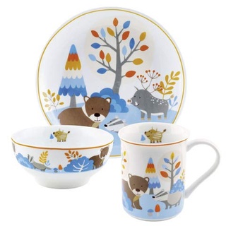 Puresigns Friends Kindergeschirr Bär Set 3-teilig aus Porzellan