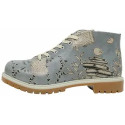 Stiefel DOGO "Damen Shortcut Boots Birds Have Wings Vegan Damen Stiefel /", Damen, Gr. 38, Normalschaft, blau, Lederimitat, Schuhe, Vegan