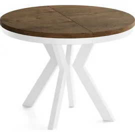 WFL GROUP Runder Ausziehtisch 80-130 x 77 cm dunkelbraun