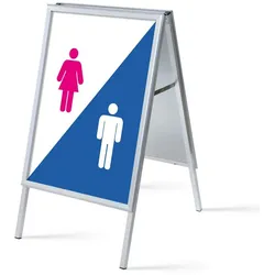 SHOWDOWN Displays Showdown Kundenstopper - DIN A1 - Komplett-Set - Hygiene Facilities - Weiß/Blau
