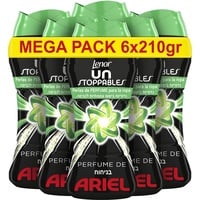 Lenor Unstoppables Parfümperlen für Kleidung, 90 Waschgänge (6 x 210 g), Ariel-Duft