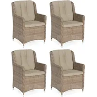 Sonnenpartner 4er-Set Garten-Sessel Avatar Aluminium mit Polyrattan rustic-strea
