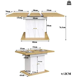 stilvora Ausziehtisch 110-140 x 76,5 x 70 cm weiß