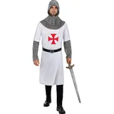 Funidelia | Tempelritter Kostüm für Herren Mittelalter, Ritter - Kostüm für Erwachsene & Verkleidung für Partys, Karneval & Halloween - Größe XL - Rot