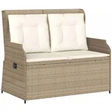 furnicato Gartenbank Verstellbar mit Kissen Beige Poly Rattan