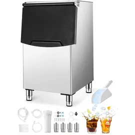 Vevor Vorratsbehälter für kommerzielle Eiswürfelbereiter, Eisbehälter mit 113,4 kg Kapazität, Eisvorratsbehälter mit Filter & rutschfesten Gummifüßen, für Restaurants Hotels Getränkeläden