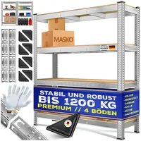 Masko MASKO® Schwerlastregal Lagerregal Kellerregal 160x160x40cm, verstellbare Ablagen, MDF-Platten