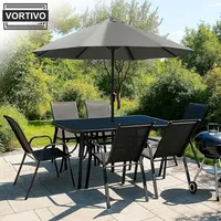Vortivo 8-teiliges Gartenmöbel-Set für 6 Personen mit Sonnenschirm –