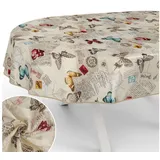 ANRO Tischdecke mit feinem Ästhetik Motiv Tischwäsche wasserabweisende Stofftischdecke (Einzelstück 1-tlg), auch als Gartentischdecke - mit Schutzschicht beige Oval | 140 cm x 280 cm x 0.3 mm