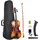 Vevor Violine 4/4, 584,2 mm Armlänge, Geigenset mit Hartschalenkoffer, Kolophonium, Bogen, Schulterstütze, Steg, Stimmgerät & zusätzlichen Saiten, für Anhänger/in ab 12 Jahren (braun)