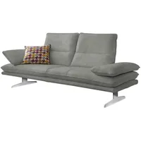 2-Sitzer W.SCHILLIG "broadway, Designsofa mit tollem Sitzkomfort", grau (grau s37), B:216cm H:94cm T:96cm, Stoff S37 (100% Polyester): Luxus-Microfaser in Lederoptik, Sofas, Sitztiefenverstellung, Kopfteil- & Seitenteilverstellung, Breite 216cm