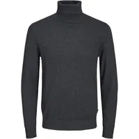 JACK & JONES Herren Dünner Rollkragen Strickpullover | Klassischer Rundhals Sweater | Langarm Basic JJEEMIL, Farben:Dunkelgrau, Größe Pullover:XS