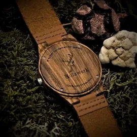 Holzwerk Germany Holzwerk MONARCH Damen Holz Leder Armband Uhr mit Schmetterling Muster, braun