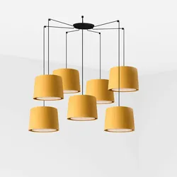 faro barcelona SAMBA 7L Schwarz/gelbe Hängeleuchte