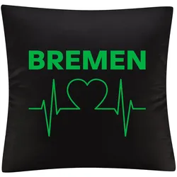 multifanshop Kissenbezug - Bremen - Herzschlag - Druck grün - Kissen