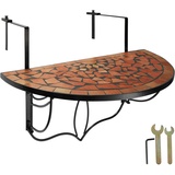 Tectake tectake® Balkontisch, Stahl, Mosaik und Zement, massive Platte, 75 x 65 x 62 cm