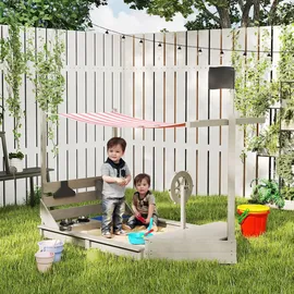 Outsunny Sandkasten Sandkiste Groß mit Abdeckung für Kinder 3-7 Jahre