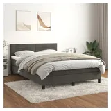 vidaXL Boxspringbett mit Matratze Dunkelgrau 140x200 cm Samt