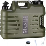 RUYI Wasserkanister mit Hahn und Schraubdeckel, Camping Wasserkanister BPA-frei Trinkwasserkanister, Tragbarer Wassertank mit Griff für Wohnwagen Picknick Wandern, Transparent Blau (18.5L, Armeegrün)