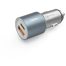 Hama Auto-Schnellladegerät, 1x USB-C PD, 1x USB-A QC, 38 W, Metall