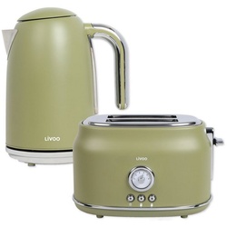 bmf-versand Toaster Toaster Wasserkocher im Set kabellos 360° Frühstücks-Set Retro grün