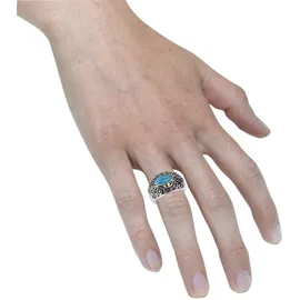 ZEEme Gemstones Ring Silber 925 oxidiert mit Türkis 5x10mm