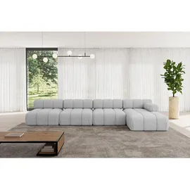 altdecor Ecksofa modulares Sofa Razon-L3 - 380x160x70 cm Hellgrau Bouclé