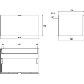 EMCO Waschtischunterschrank 808 x 44 x 52 cm Schwarz
