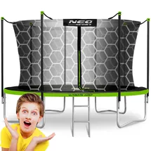 Neo-Sport Trampolin 374 cm inkl. Sicherheitsnetz und Leiter Grün
