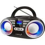 Cyberlux CD-Player m. LED-Beleuchtung USB Kinder Radio Schwarz/Silber